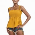 thumbnail image 2 of Kaprioy Womens Summer Tops Ruffle Smocked Tank Tops for Women Summer Square Neck Sleeveless Tops Tie Shoulder Spaghetti Strap Blouse Cami Shirts, 2 of 5