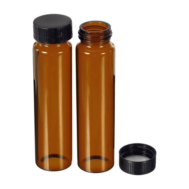 Unique Bargains Bouteille de Rangement en Verre pour Réactif 50 ml, Bouchon Rond en Plastique à Vis, Labo Maison, Brun, Lot de 10