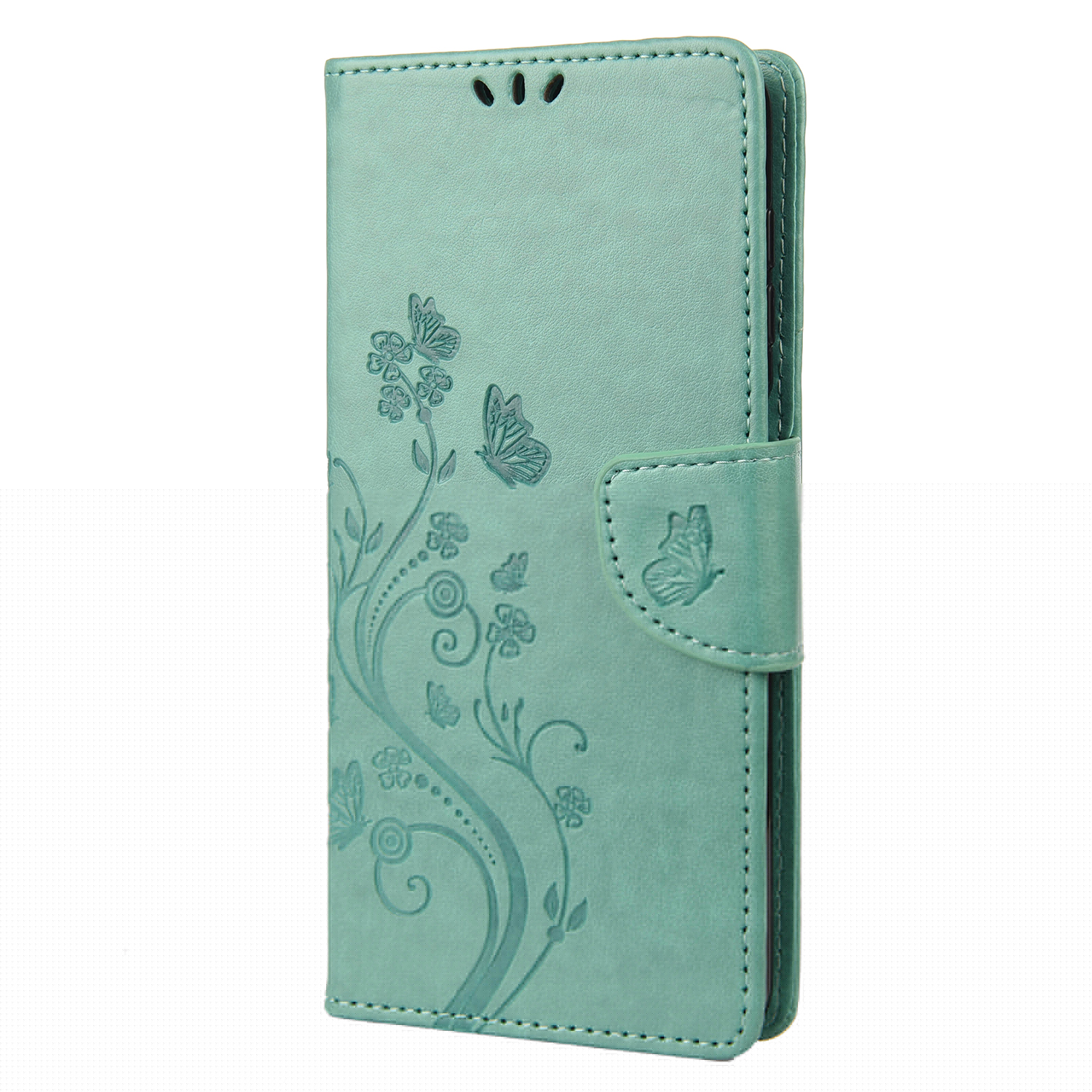 thumbnail image 4 of Allytech for Galaxy S24 FE Case Wallet, Galaxy S24 FE Case for Women, PU Leather Butterfly Flower Embossed Shockproof Protective Stand Cards Slots Wallet Case Cover for Samsung Galaxy A56 5G, Mint, 4 of 6