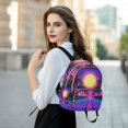 thumbnail image 6 of FORMRS Mini Backpack Purse for Women Travel Daypack Casual Shoulder Bag, Purple Neon Road, 6 of 7