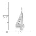 thumbnail image 6 of Auriga Fine Jewelry 14K White Gold Satin Number 4 Charm for Women (L-14.34 mm, W-7.11 mm), 6 of 6