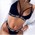 thumbnail image 2 of Traje de baño bikini de tres puntos con perspectiva y letras, ropa interior sexy, 2 of 6
