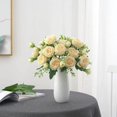 thumbnail image 3 of 3 Bouquets Peony Artificial Flower for Decoration Fake Rose Fake Bouquet Decor Flowers Wedding Arrangements Champagne, 3 of 5