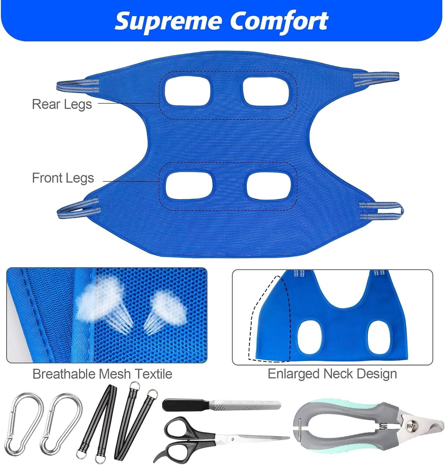 2PACK Pet Grooming Hammock with Nail Clippers/Nail Trimmers/Grooming Scissors, Dog Grooming Harness for Nail Trimming, Pet Grooming Sling Helper