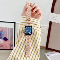 Dwitch Elegant Metal Strap for Apple Watch Band 38mm 40mm 41mm 42mm(Series 10), Stylish Fashion Bracelet Strap for Women, Adjustable Clasp,Crystal Chain Link Design for iWatch Series 1-10 SE, Rosegold