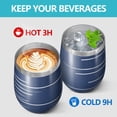 thumbnail image 4 of 12oz Stemless Wine Tumblers Blue and White Modern Art Geometric Vacuum Insulated Stainless Steel Travel Tumbler Cups Mug with Lid and Straw for Champaign,Cocktail,Beer with Cleaning Brush, 4 of 5