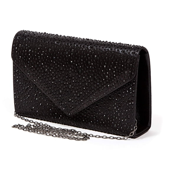Lady Couture BARI BAG Envelope Handbag With Stones, Black