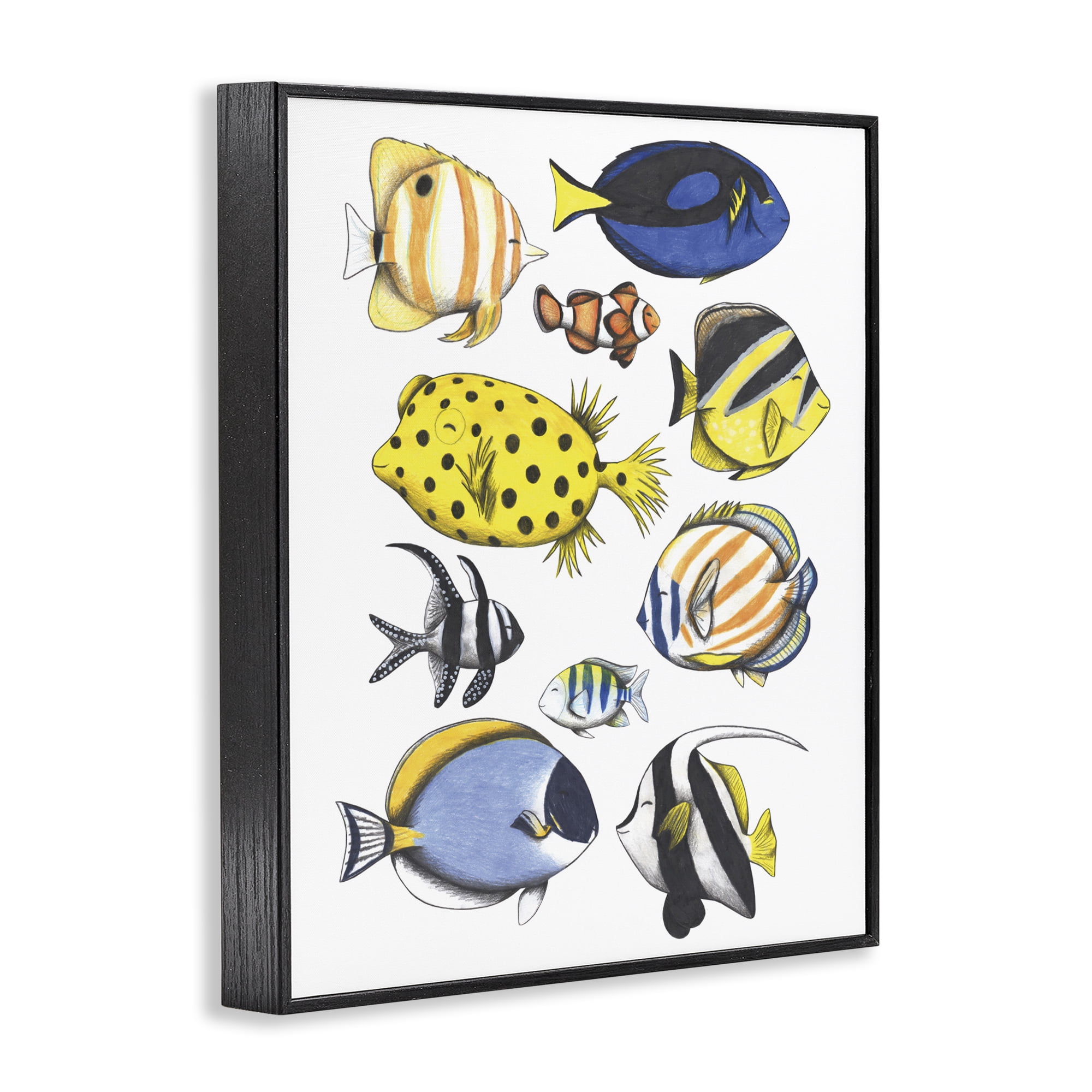 Stupell Industries Aquatic Fishes Collection Black Framed Giclee Art, design by Cecilia Battaini