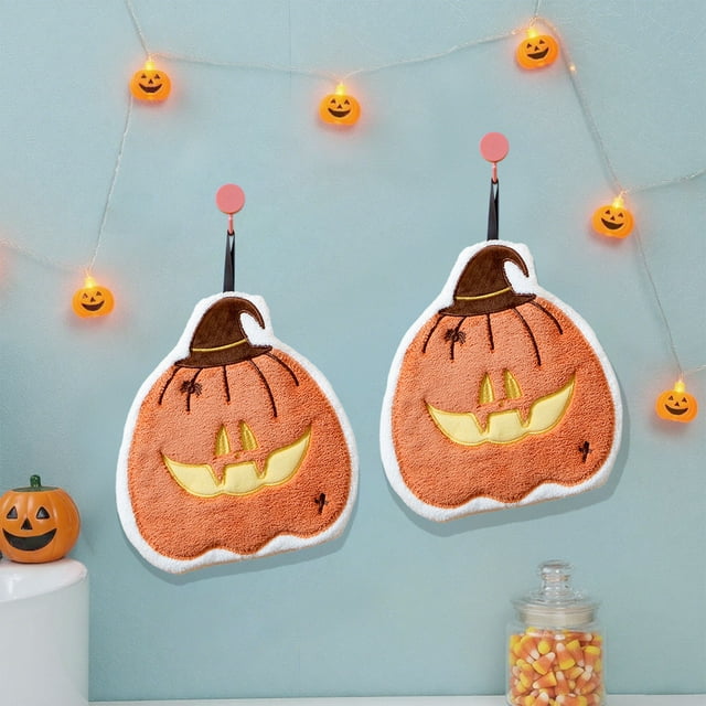 Halloween Wipe Hand Towel Hanging Fleece Thickened Kitchen Wipe Hand Cloth Absorbent Fast Drying Children's Hand Gift, Czzoypi Halloween Wipe Hand Towel Hanging