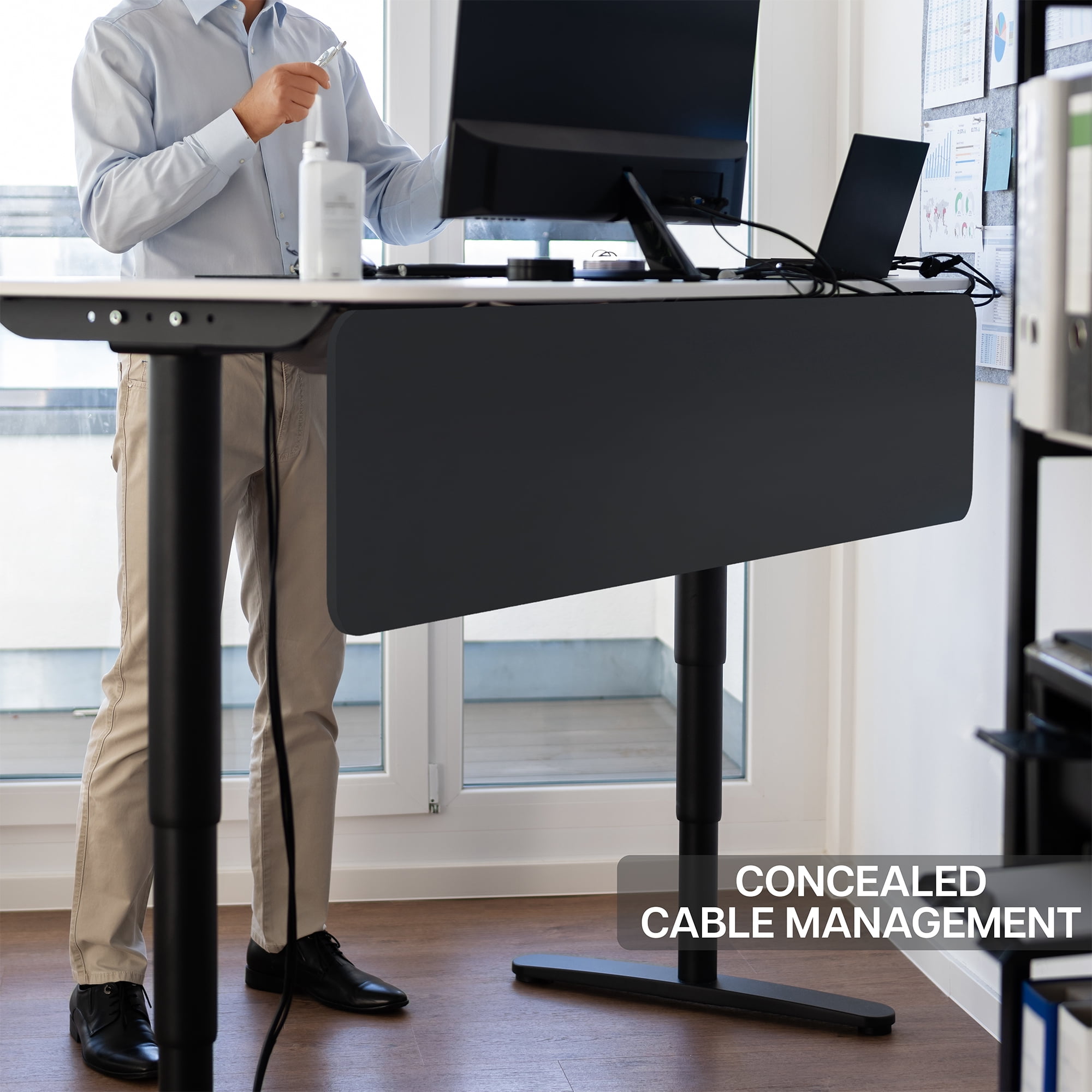 VIVO Black 59" x 12" Laminate Modesty Panel for Office Desk