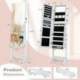 thumbnail image 2 of Gymax Standing Jewelry Cabinet Full Length Mirror Lockable w/ 3-Color LED Lights White, 2 of 9
