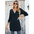 thumbnail image 4 of SHOWMALL Women Lightweight Cardigan Long Sleeve Button Down V Neck Casual Lightweight Knit Sweater Open Front Cardigan, US Size Large, Navy Blue, 4 of 8