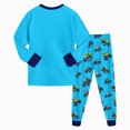thumbnail image 4 of Kaprioy Boys Pajamas Fall Winter Boys Pajamas Set Long Sleeve Cartoon Car Dino Print Sleepwear 2 Piece Pajama Set for Big Boys 2-9 Years, 4 of 5