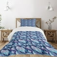 thumbnail image 3 of Ambesonne Paisley Quilted Bedspread Set 2 Pcs, Feather and Wavy Design, Twin Size, Pale Blue Navy Blue, 3 of 6