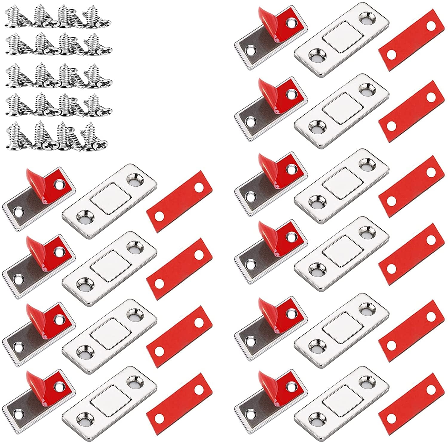 Cabinet Magnetic Catch 10 Packs Ultra Thin Door Magnets Drawer Magnet Stainless Steel Magnetic Cabinet Latches Hardware for Sliding Door Window Kitchen Closet Cupboard Closure Door Closer (Red)