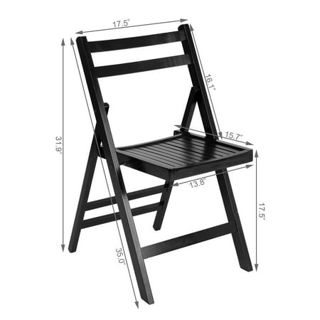 Folding Slat Back Chair - Costway Set of 4 Solid Wood Folding Chairs Slatted Seat Wedding Patio Garden Furniture