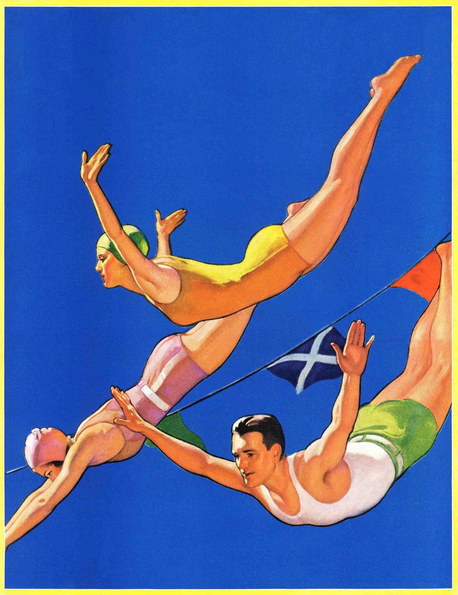 Marmont Hill Diving Women and Man by John Newton Howitt Painting Print on Canvas