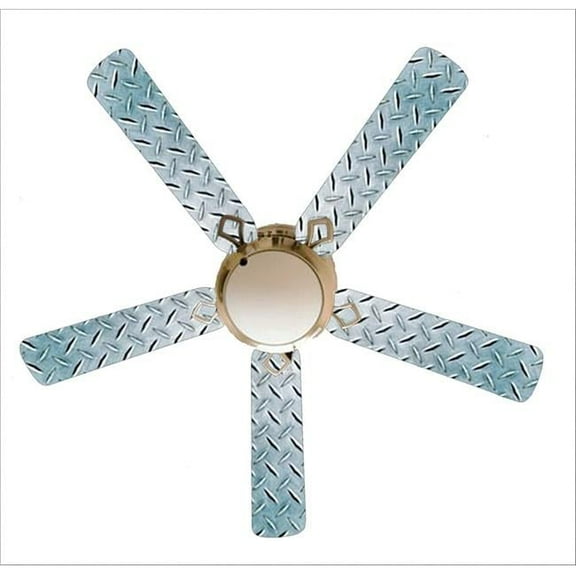 888 Cool Fans F52-0001031 52 in. Diamond Plate Garage Shop Den 5-Blades White Ceiling Fan with Lamp