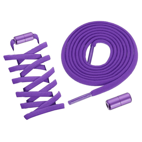 2Pack Elastic Shoe Laces Buckle Lock No Tie Shoelace Turnbuckle Purple