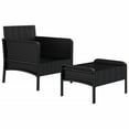 thumbnail image 2 of vidaXL 2 Piece Garden Lounge Set with Cushions Black Poly Rattan, 2 of 5