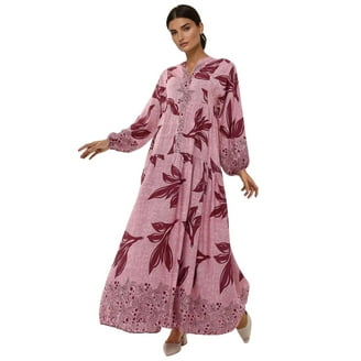 Printed Long Sleeve Viscose Maxi Dress