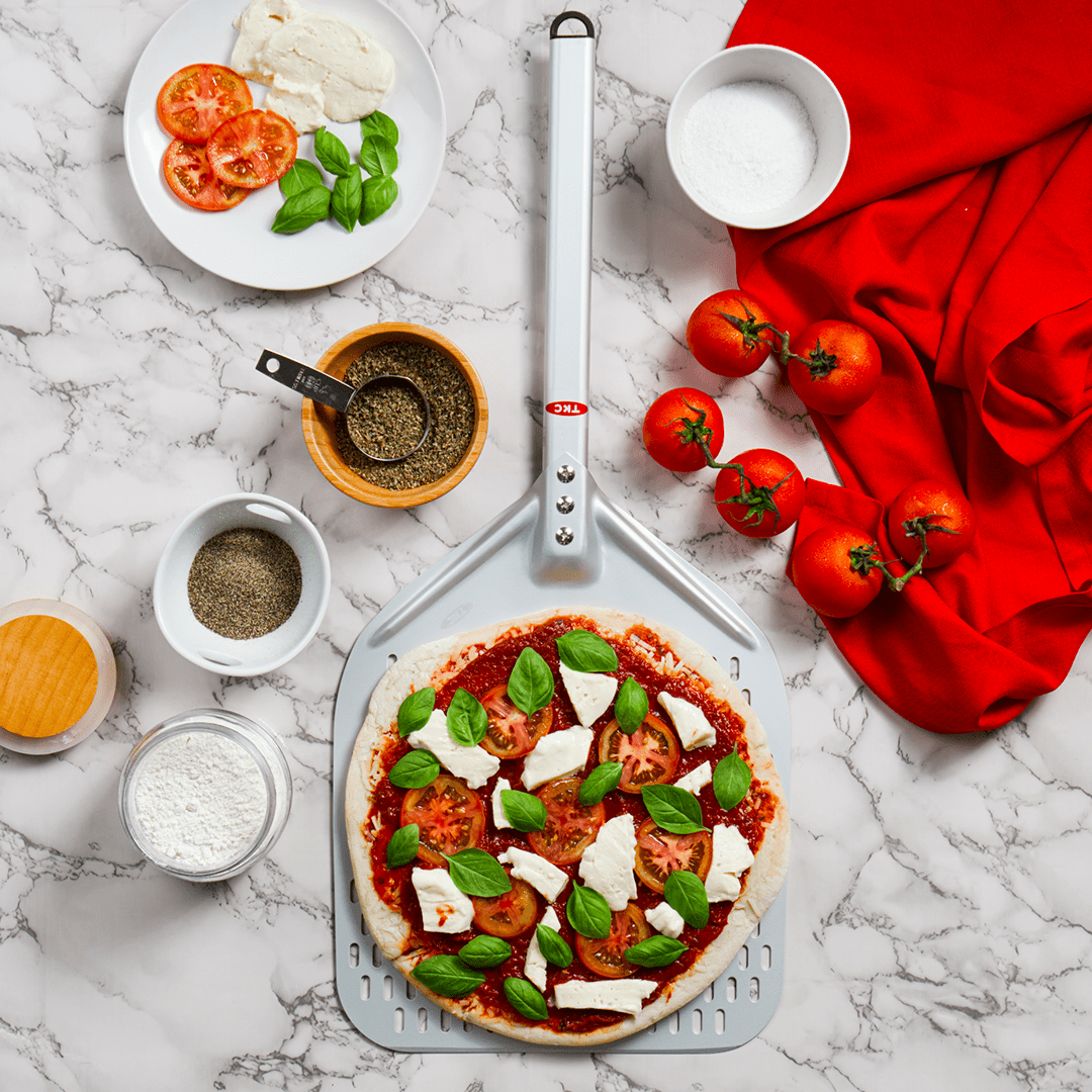 TKC Pizza Peel 12 inch - Perforated Pizza Peel Compatible with all Ooni  Ovens - Aluminum Pizza Spatula for Homemade Pizza 