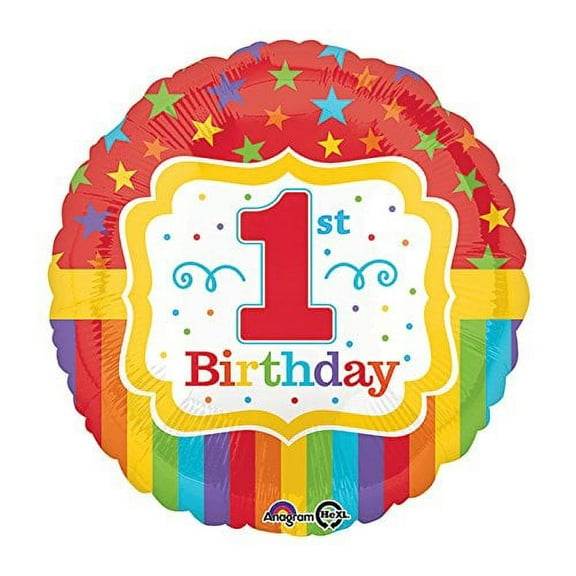burton & burton rainbow pattern 1st happy birthday mylar/foil balloon