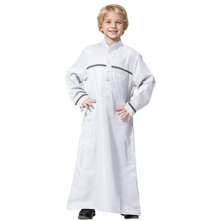 

Arabic Thobe Long Sleeve Kaftan Crew Robe National Teenage Boys Long Sleeve Embroidered Robe Set Arab Children s Wear Baby Clothes Boy Onesies 0-3 Months Girl Newborn Thanksgiving Outfit Girl