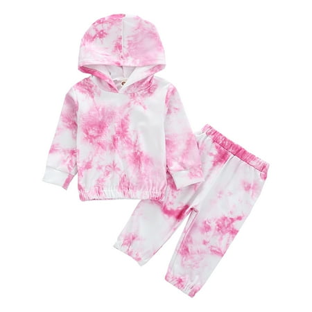 

One opening Toddler Girls Cute Tie Dye Hoodies Clothes Sets Baby Girl Sweatshirts and Long Pants Fashion Newborn Outfits Sets