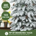 thumbnail image 6 of Uforic 9ft Pre-lit Flocked Pencil Spruce Christmas Tree with 1642 Branch Tips & 480 Lights, Remote Control, 11 Light Modes, White Flocked, 6 of 8