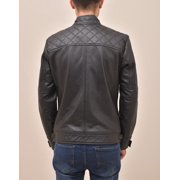 Men's Quilted Black Genuine leather jacket