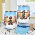 thumbnail image 4 of Merry Christmas Woofmas Xmas Noel German Shorthaired Pointer Elf Candy Cane Snow 12oz Stainless Steel Wine Tumbler Insulated Cup with Lid GSP Lover Dog Gift - 13017, 4 of 5