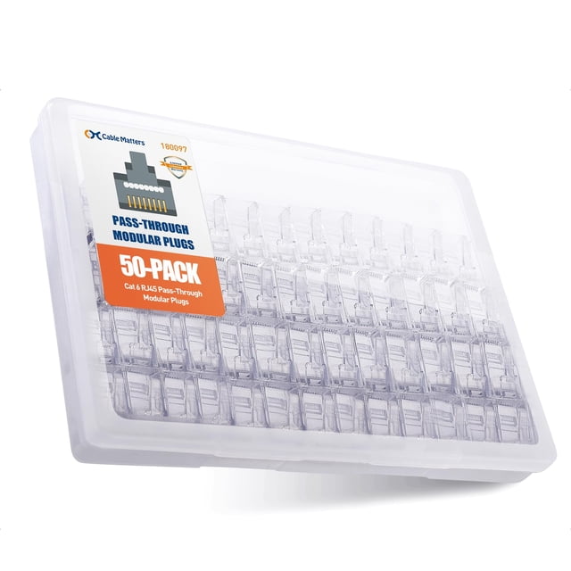 Conectores RJ45 de paso directo Cat 6 de Cable Matters, paquete de 50