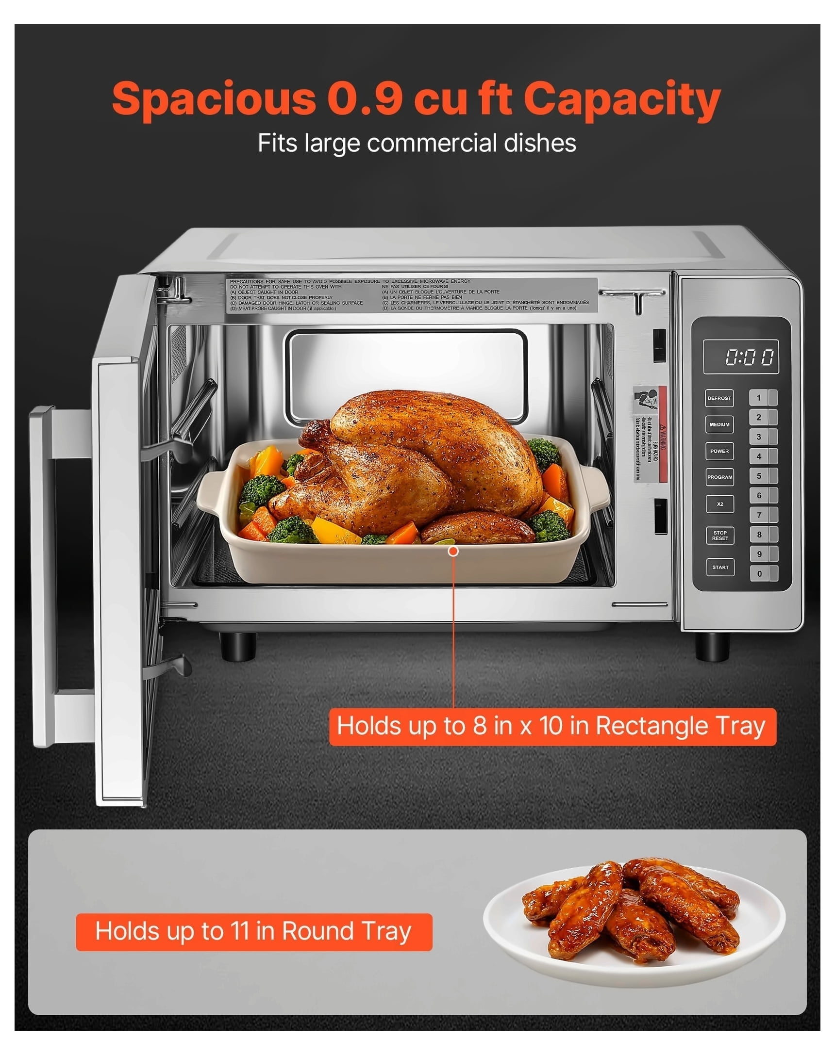 Countertop Microwave Oven, 0.9 Cu Ft 1000W, Stainless Steel Digital Microwave with Touchscreen, 10 Presets, 5 Levels, Multi-Lock for Commercial & Home Use