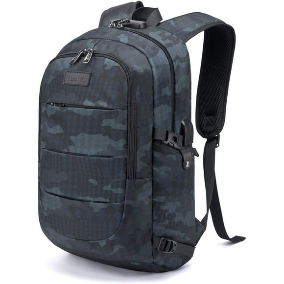 Tzowla Sac à Dos pour Ordinateur Portable d'Affaires Résistant à l'Eau Anti-Vol avec Port de Chargement USB et Verrou 17,3 Pouces Sacs à Dos pour Femmes Hommes, Hiki Décontracté