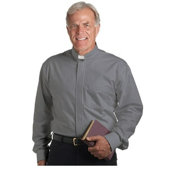 Clerical Shirt-Long Sleeve Tab Collar-15X32/33-Grey