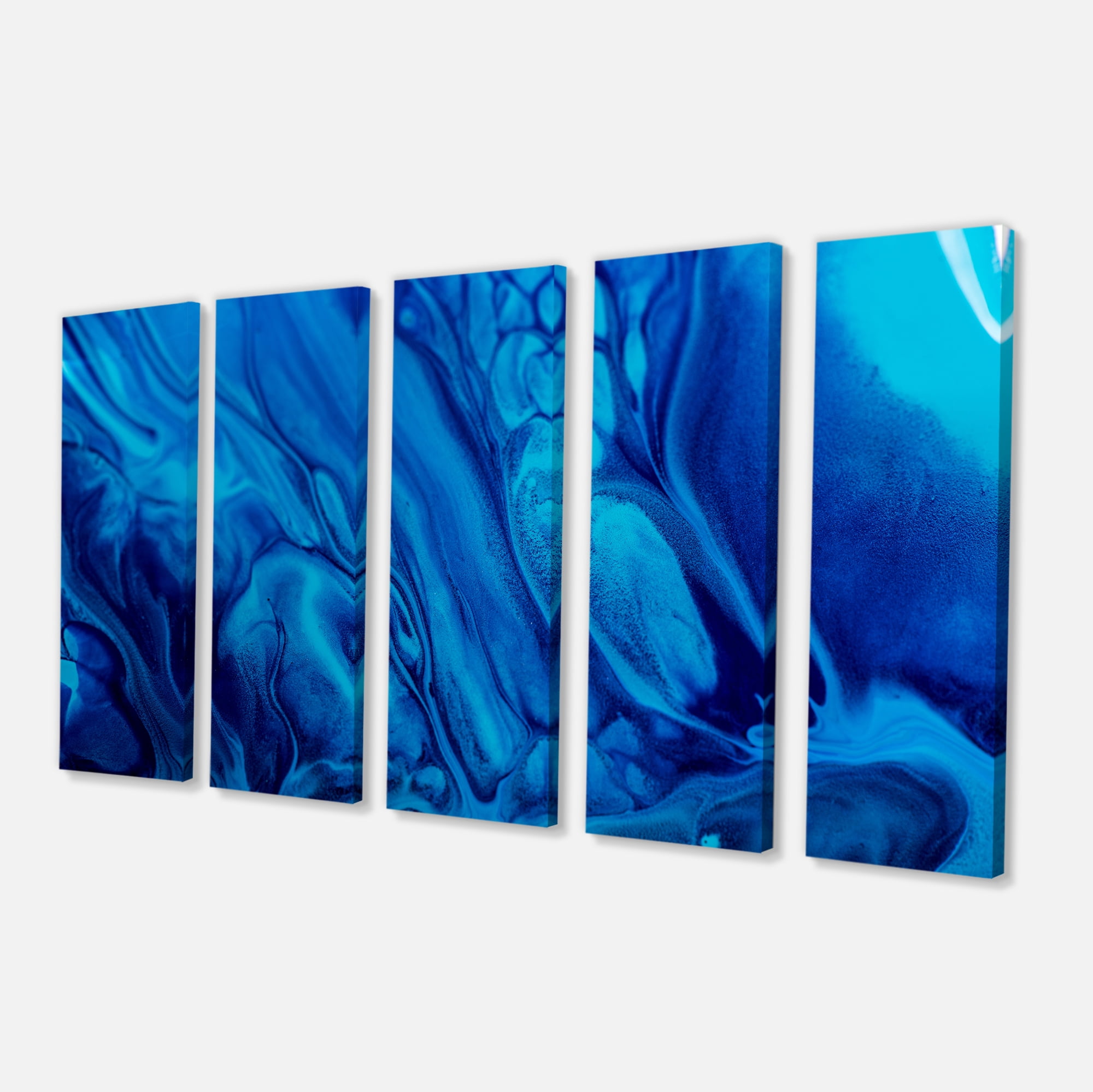 Designart 'Dark Blue Abstract Acrylic Paint Mix ' Abstract Art on Canvas