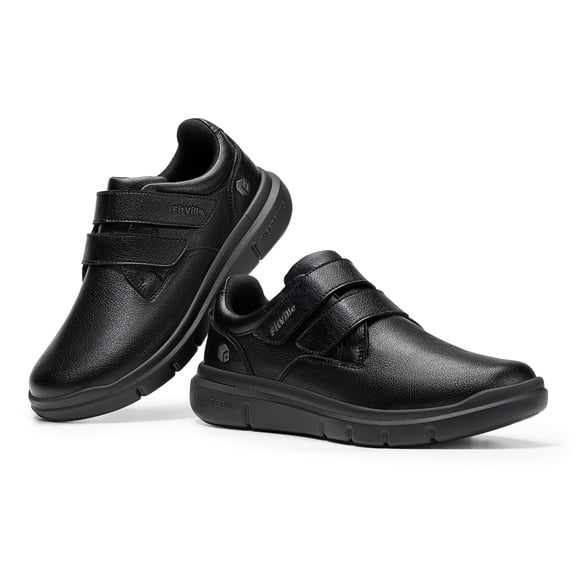 FitVille Men's Slip-Resistant Wide Casual Dress Shoes with Adjustable Fit Comfort Dress Shoes with Hook & Loop For Men