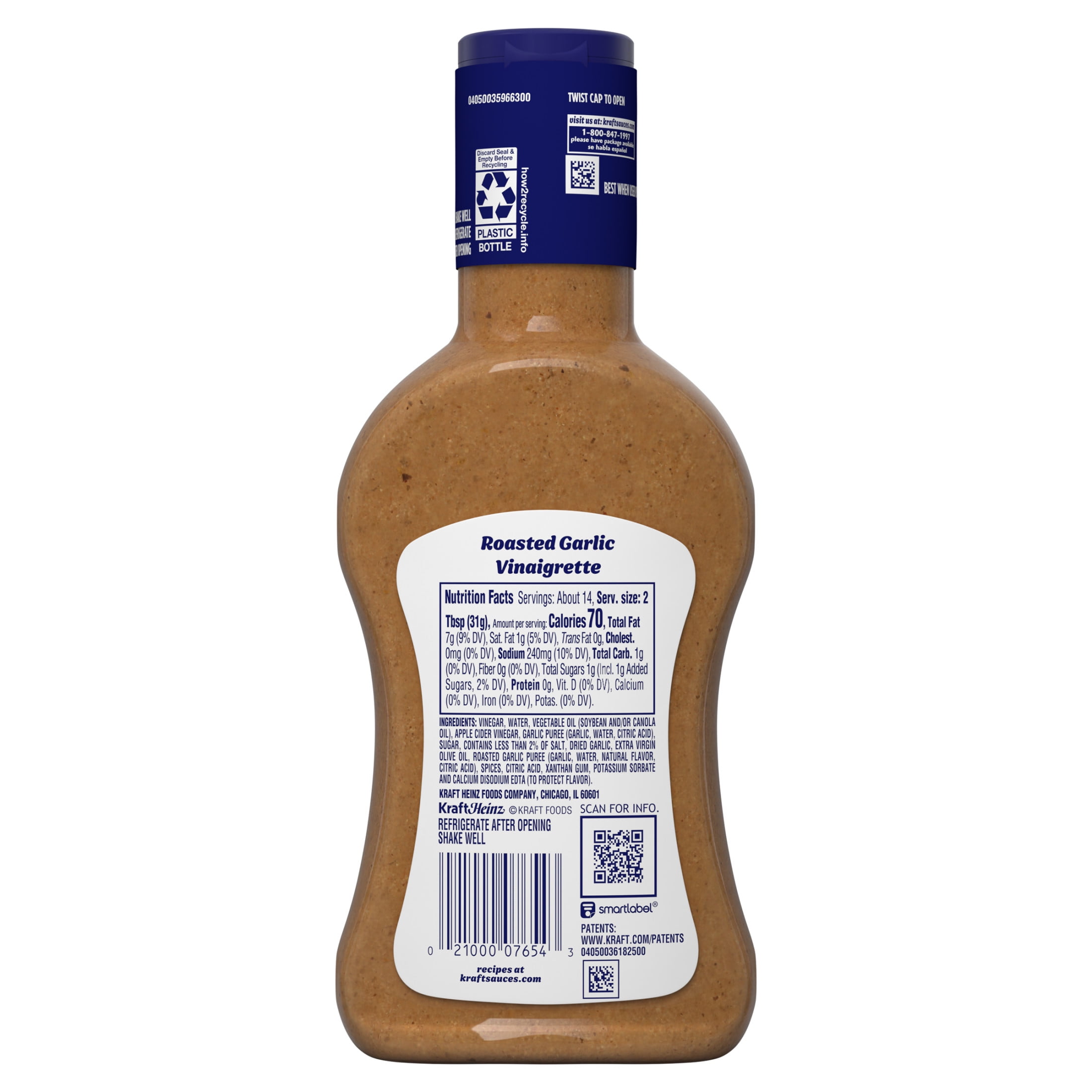 Kraft Roasted Garlic Vinaigrette, 14 fl oz Bottle