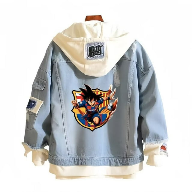 Chaqueta vaquera casual con estampado digital Barcelona Dragon Ball