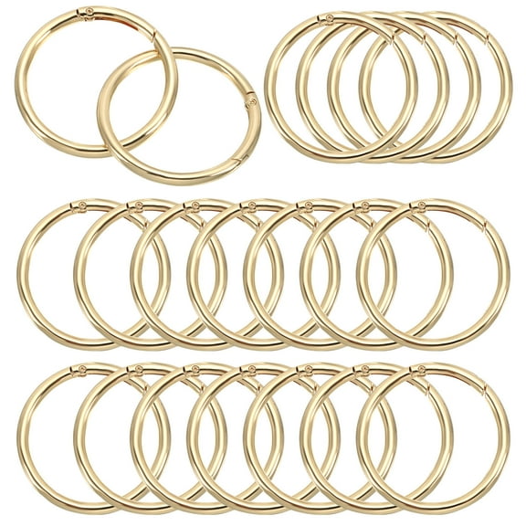 Uxcell 60mm OD Spring O Rings Round Clasp Clip Trigger Snap Spring Keyrings Gold Tone 4 Pack