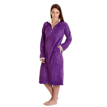 

14065 Women Spa Robe Long Plush Bath Robe Super Soft Thick Warm Purple L