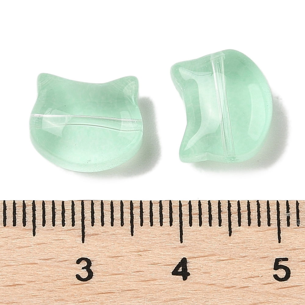 500pcs Transparent Spray Paint Glass Beads Cat Mixed color 10x11.5x7mm Hole: 1mm