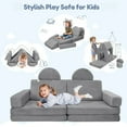 thumbnail image 3 of 14Pcs Kids Play Couch, Caveen Baby Playroom Furniture Convertible Foam and Floor Cushion for Toddler,Gray, 3 of 10