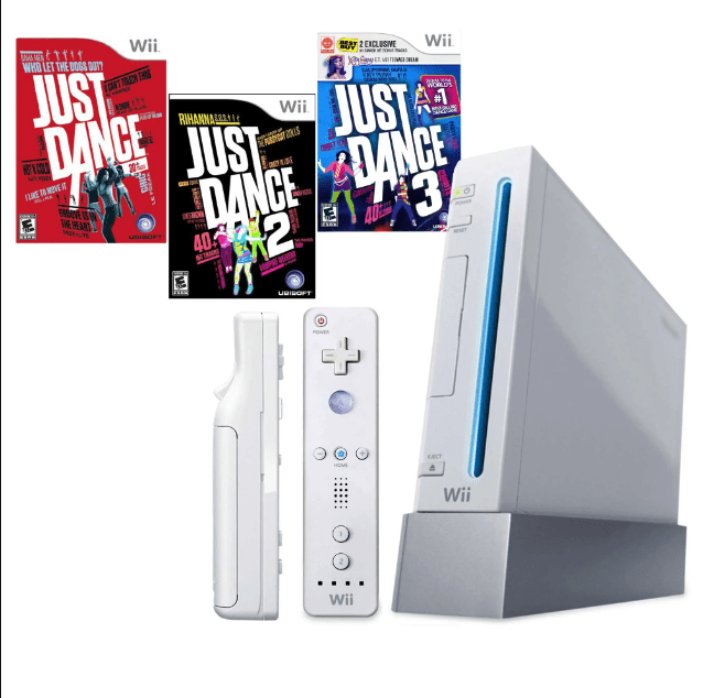 Nintendo Wii Console Just Dance Bundle 1, 2, 3