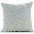 thumbnail image 5 of The HomeCentric Light Blue Euro Size Pillowcases Pack of 2, 26x26 inch (65x65 cm) Linen Euro Sham Covers, Sea Weeds, Coral, Pearl, Beach Style European Sham&nbsp;Covers Easter - Pearly Sea Tangle, 5 of 8