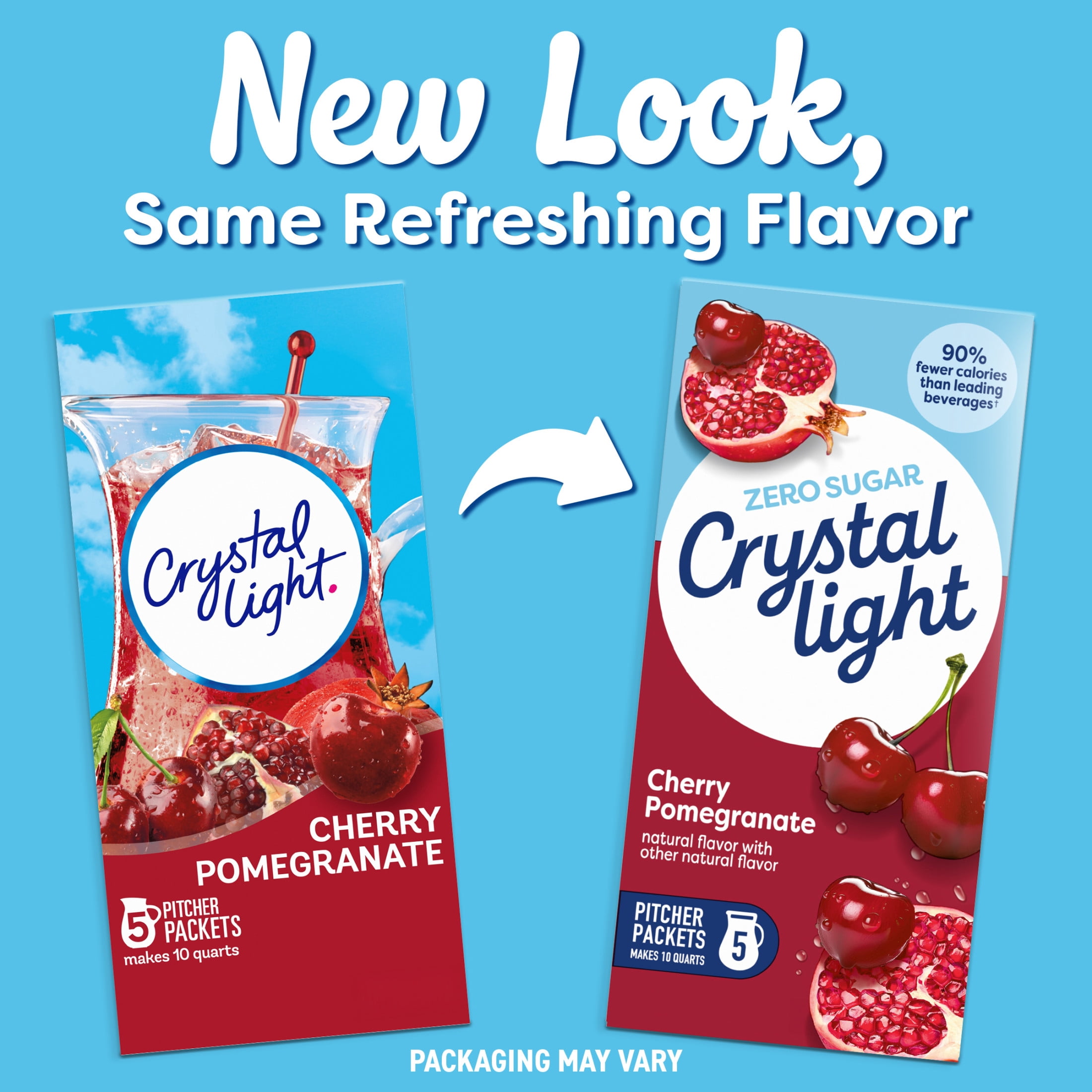 (3 pack) Crystal Light Drink Mix, 5 Pitcher Packets, for Flavorful Hydration and Shareable Refreshment, Cherry Pomegranate, flavored with other natural flavor, Zero Sugar, Low Calorie, 2.2 oz