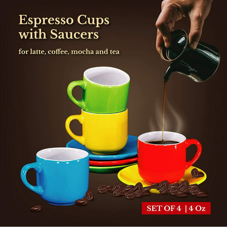 Bruntmor 4 Oz Espresso Cups And Saucers Set, Made Of Pro-grade