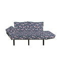 thumbnail image 2 of Tropical Futon Couch, Vintage Exotic Island Pineapples and Little Polka Dots in Pastel Tones, Daybed with Metal Frame Upholstered Sofa for Living Dorm, Loveseat, Rose and Slate Blue, by Ambesonne, 2 of 4