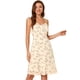 thumbnail image 1 of Vestido Aline con tirantes finos de verano para mujer Vestido de tirantes floral fruncido Beige L, 1 of 6